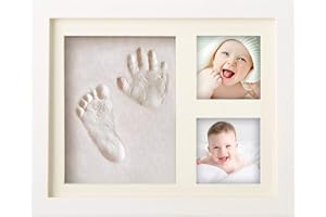 PewinGo Cornice Impronta Mani e Piedi Neonati Argilla, Cornice Impronte Neonato Dermatologicamente Testato,Kit Impronta Neonato Ideale per Regalo Originale e Regalo per il Battesimo-Bianco