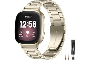 ‎CEMIKA CeMiKa Armband kompatibel mit Fitbit Versa 3 Armband/Fitbit Sense Armband, Verstellbares Edelstahl Metall Ersatzarmband mit Doppelfaltschließe für Fitbit Versa 3/Sense, Herren Damen