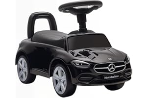 AIYAPLAY Macchina Primi Passi per Bambini Licenza Mercedes Benz con Clacson e Spazio Portaoggetti, Auto per Bambini in PP e Acciaio, 65x28x39 cm, Nero