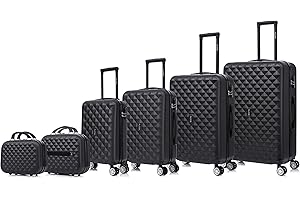 CELIMS – Set de Valises 6 Pièces | Bagage a Main + Cabine + Moyenne + Grande + 2X Vanity | Lot de Valises | 45+ 55cm + 65cm + 75cm | Légers et Rigides | Noir