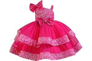 IDOPIP Enfant Fille Robe De Soirée Sequins Bowknots Tulle sans Manches Anniversaire Noeud Papillon Robe pour La Fête