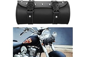 JoyFan - Sacoche de Guidon de Moto - en Cuir - pour Harley Yamaha Honda Shadow Kawasaki Suzuki Vulcan - Noir
