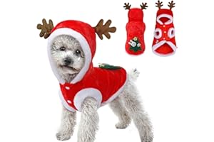 HOTSO Deguisement Noel Chien Vetements pour Chien Costume Noel Chat Manteau pour Animaux Bonnet Noël Renne Pull Cadeau de Noël Manteau d'hiver Chaud (XL)