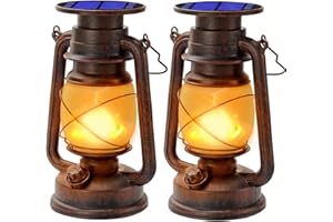 MARLRIN Martiount Solar Exterior Jardin Luces, Lámpara Solar Jardín, IP65 Impermeable, Lámpara Decorativa Exterior de Bronce Retro con Efecto Llama, Adecuado para Jardín, Terraza, Pasillo (2-PAC)