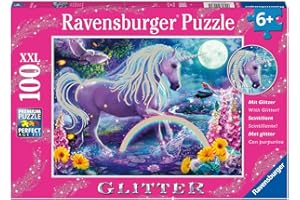 Ravensburger - Puzzle Enfant - Puzzle 100 p XXL - Licorne scintillante (Collection Paillettes) - Dès 6 ans - 12980