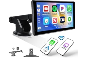 OILIEHU Autoradio avec Apple CarPlay Android Auto sans Fil, 7" Écran Tactile Autoradio avec Airplay Lien Miroir sans Fil, Transmetteur FM Bluetooth AUX-in 64G-Carte TF pour Tous Les Types de Voiture 7-32V