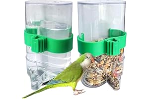 LATRAT Automatyczny dozownik wody, dozownik karmy dla ptaków – miska na karmę, butelka na napoje dla papug falistych