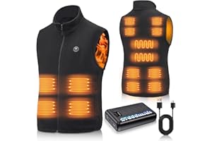LQIKARL Heated Gilet Vest for Men Women with 27000mAh Power Pack 14 Heating Zones, Electric Fleece Gilet Jacket Heated Body Warmer 3 Adjustable Heating Level, Lightweight Winter Outdoor Clothing