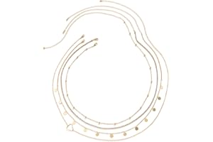 Fezf Catene di Vita d'oro, 4 Catene di Pancia a Strati, Catene di vita Lucide, Catene di Bikini, Gioielli per il Corpo per le Donne, Catene di Pancia