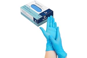 Merrimen Vinyl Disposable Gloves - Powder & Latex Free, Medical Grade with Durable Synthetic Rubber, Single Use Protective Gloves for Healthcare, Food Handling & Cleaning - Medium (Pack of 100)
