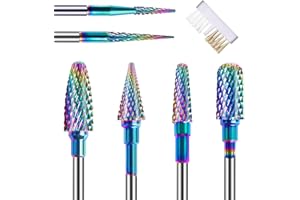 Depvko Set di 6 frese per unghie con spazzola per la pulizia, 3/32" punte fresa unghie professionale in carburo di tungsteno per fresa per unghie per cuticole punte per unghie in gel acrilico manicure