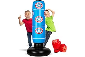 EIVONDA Sacco da Boxe per Bambini 165cm Gonfiabile Sacco Boxe con Guantoni da Boxe per Praticare MMA Karate Taekwondo e per Scaricare l'Energia Repressa Versione 2025