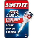 Loctite Super Attak Precision, Colla liquida trasparente con beccuccio extra lungo, Colla forte istantanea, Colla per plastic