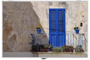 LEKE GO Tapa Contador Luz o Cuadro Eléctrico de Madera Puerta Azules de 46x6x32 cm, Cubre Contador para Entrada Pasillo (Puerta Azul)