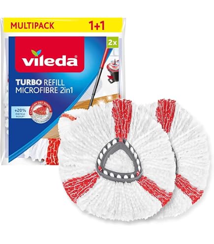 Testine di ricambio per mocio Ocedar, Spin Mop per Ocedar Easy Wring 1 sistema di serbatoio, confezione da 4 testine di ricambio per mocio include 2 ricariche in microfibra e 2 panni