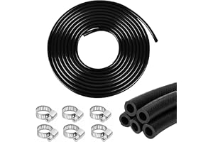 Zyiphor Bensinslang, 8 mm, 3 meter, flexibel bränsleslangsats för bensin och diesel med 6 metallklämmor (10–16 mm) – för små