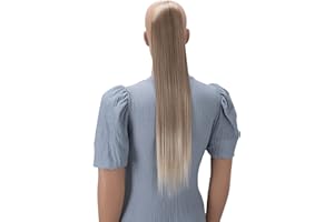 CAISHA by PRETTYSHOP 60cm Postiche Avec 2 Rubans Natte Queue De Cheval Extensions De Cheveux Raide Mélange Blond Foncé HC26