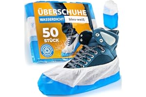 ISC Hygiene & Safety 50x Schuhüberzieher wasserdicht blau-weiß von Überschuhe Verstärkt Extra Stark >9g - Rutschfeste Überzieher für Schuhe - Einheitsgröße, Überziehschuhe Einweg Mehrweg Galoschen