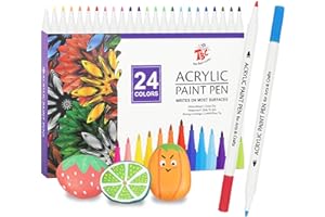 ‎TBC THE BEST CRAFTS TBC The Best Crafts Acrylstifte für Steine Wasserfest, 24 Farben, Acrylstifte Wasserfest, Steine Bemalen Stifte, Acrylic Paint Marker, Glasmalstifte für Leinwand, Holz, Ostergeschenke Kinder