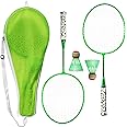 lilistore 1 Pair Badminton Rackets with Balls 2 Player Badminton Set for Children Indoor Outdoor Sport Game