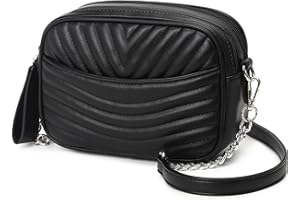 Waniki Kleine Umhängetasche Damen - Schultertasche Tasche Handtasche Kette Schulterriemen Abendtasche- Gesteppte Leder City Clutch Party Zip Crossbody Bag für Frauen (Schwarz)