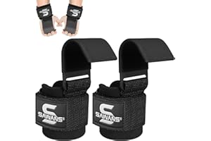 SAWANS Hebehaken, rutschfest, beschichtet, strapazierfähig, massives Stahl, Neopren, dick gepolstert, Handgelenkstütze, Paar Gewichtheben, Fitnessstudio, Kreuzheben, Krafttraining, Ausrüstung