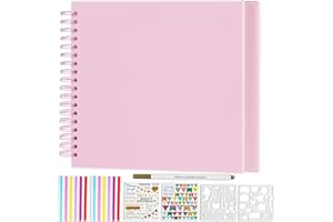 Miaikoe DIY Scrapbook Album 20.5x20.5 cm Hardcover Kraft Blank Paper Scrap Book with 20 Sheets Memory Book for Family Wedding Photography Anniversary (Pink)