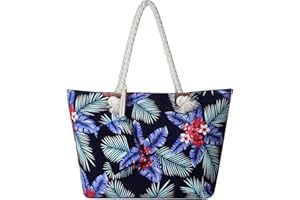 DonDon Grande borsa da spiaggia idrorepellente con cerniera Borsa a tracolla Shopper Fiore delle Hawaii
