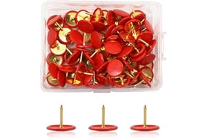 Inlefen 100 PCS Push Pins,Black Push Pins for Cork Board,Flat Thumb Tacks for Wall Hangings,Plastic Roundness Head Thumbtack for School, Office, Map, Photo Wall, Cork Board Bulletin Board Red