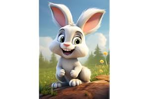 DIUJHUUY 5D Diamond Painting Kits,Digital Drawing Kits,Diamond Art Accessories,DIY Arts Craft Supply for Adults, Children's Beginners, Home Wall Decoration Gifts - Cartoon (White Rabbit)