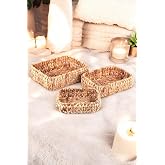 Deconox Natural Handmade, Square Curved Organizer 3-Piece Wire Mesh Basket - 32cm-28cm-24cm 3 Size Set