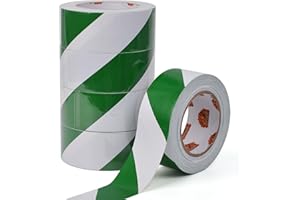 TAPEBEAR 5 Rollo Cinta De Peligro, 50mm x 46m Cinta Adhesiva De Advertencia De Peligro, Blanco y verde Cinta Adhesiva De Seguridad, Autoadhesiva Cinta Para Suelo