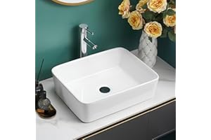 HOME SUPPLIES BELOFAY Ceramic Bathroom Sink Cloakroom Basin , Hand Wash Basin , Classic Design Gloss White Countertop Basin Cloakroom Sink for Bathroom Lavatory, Vanity Unit (Rectangular) 48cmx38cmx13cm only basin