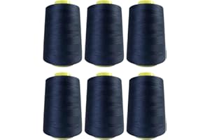 JYC CREATIVE 6 rotoli di filo per cucire, accessori per cucire ad alta resistenza, bobina di filo per cucire, 40/s, varietà di colori, artigianato, abbigliamento, (6 pezzi, blu 3238-5000Y)