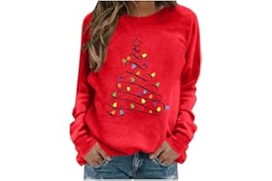 Yolimok Christmas Sweatshirts for Women Teenage Girls, Christmas Jumpers Plus Size Novelty Snowman Reindeer Xmas Tree Print Long Sleeve Crew Neck Sweatshirt Tops Holiday Essentials Women's Clothing