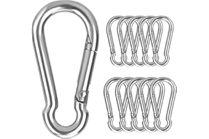 JOYSKY 10 Stück Karabinerhaken 50mm Klein Edelstahl Schlüsselanhänger Karabinerhaken Karabiner Kletterhaken 50mm/40mm Carabiner für Outdoor Camping Zuhause Wandern