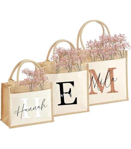 NGIL Große Kosmetiktasche Aus Jute/Leinen – Personalisierbarer Kulturbeutel 26,7x17,8x5,1 Cm, Perfekt Als Geschenk