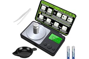SPRIFITYY Feinwaage, 50g/0.001g Hochpräzise Milligramm-Waage, Electronische Digitalwaage mit LCD Display, mit Cal-Gewicht, Pinzette, Tray und Schaufel, Digitalwaage zum Wiegen von Pulvern, Schmuck, Medizin