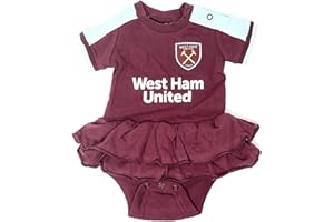 Brecrest Fashion Ltd West Ham United FC Baby Kit Sleepsuit, Bodysuit, Tutu, Bibs or Shirt and Short (3-6 Months, Tutu)