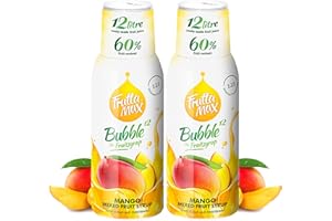2 paquetes - FruttaMax - Concentrado de jarabe de frutas | Menos azúcar | con un 60% de contenido de fruta | adecuado para máquina de refrescos (2 x 500 ml) (2 x Mango)