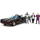 DC Comics 1:24 Klasik TV Dizisi Batman Batmobile Die-Cast Araba ve 2.7 "Batman, Robin, Penguen, &amp; Joker Fig&uuml;rleri