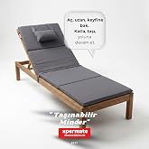 Katlanır Kamp Matı Şezlong Minderi Taşınabilir Kamp Yatağı Su Itici Kumaş 180x60x2 Gri (Gri)