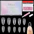 Ohlove 500Pcs Almond Nails Full Cover Clear Acrylic Nail Tips with 10Pcs Nail Glue for DIY Nail Art