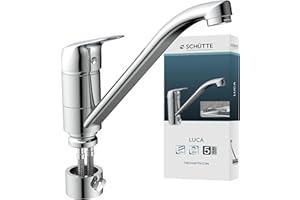 SCHÜTTE MB35210 LUCA Robinet de cuisine amovible pour évier de cuisine, montage sous fenêtre, tuyau flexible, chromé