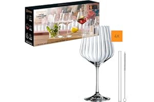 Nachtmann Spiegelau 103143 Tastes Good Lot de 9 verres à gin Tonic (637 ml), 4 pailles en verre, 1 brosse de nettoyage, transparents