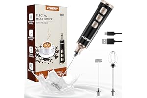 Milchaufschäumer Stab, FCHERP Milchaufschäumer Elektrisch Stab Rührbesen USB Aufladbar(3-Gang), 2 in 1 Doppeltem Quirl Kleine Aufschäumer, für Kaffee/Latte/Cappuccino/Sahne/Eier Schlagen, Schwarz