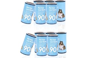 IXYDOR 12 rotoli universale Rullo levapelucchi, animale Rullo di Lanugine, Rullo adesivo peli, Rullo Togli Peli Animali 1080 fogli, Utilizzato per rimuovere peli di animali domestici da letti e tappeti