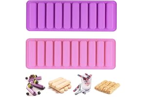 JPESYGFDK 2 Stücke 10 Mulden Müsliriegel Backform Müsliriegel Backform Silikon Backform Energieriegel Silikon Rechteckige Silikonformen Keks Für Müsliriegel Riegel Schokoriegel Eiswürfelschalen Seife Keksstick