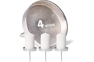 Novaliv 4X Kerzenpick Alu Flach 10 cm Kerzenhalter für Adventskranz Kerzenpin Weihnachtskranz