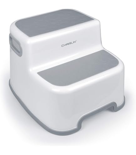 Zweistufiger Tritthocker Bis 80 Kg – Blau-weiß, Rutschfest, Maße 32x35x21 Cm